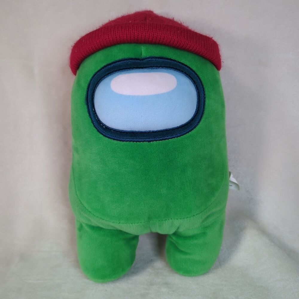 Among Us Crewmate Plush 11" Green w/Red Beanie Hat Game Character Toikido